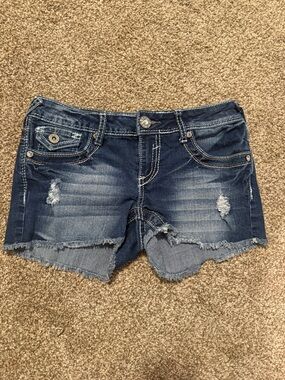 Amethyst Jeans Dark Blue Distressed Cutoff Shorts